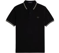 Fred Perry Mens Twin Tipped Signature Polo Shirt Colour: Black/Ecru/Laurel Wreath Green W54, Size: L