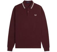 Fred Perry M3636 Twin Tipped Long Sleeve Polo Shirt - Oxblood - L - Menswear L