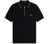 Fred Perry M7729 Crepe Pique Zip Neck Polo Shirt - Black - M7729-102 C