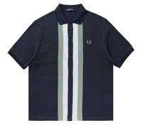Fred Perry M8522 Panelled Button Through Polo Shirt - Airforce - S - Menswear S