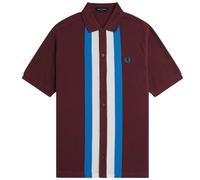 Fred Perry M8522 Panelled Button Through Polo Shirt - Oxblood S S