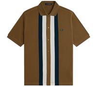 Fred Perry M8522 Panelled Button Through Polo Shirt - Shaded Stone M M