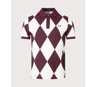 Fred Perry Mens Argyle Print Polo Shirt - Colour: 560 Ecru - Size: Large Large