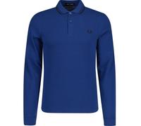 Fred Perry Mens Black Twin Tipped Collar Dark Blue Long Sleeve Polo Shirt Cotton - Size X-Small