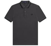 Fred Perry Mens Black Twin Tipped Collar Grey Polo Shirt Cotton - Size X-Small