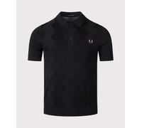 Fred Perry Mens Cable Knitted Polo Shirt - Colour: 102 Black - Size: Large