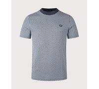 Fred Perry Mens Chequerboard Jacquard T-Shirt - Colour: 738 Dark Airforce - Size: Medium