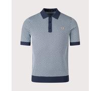 Fred Perry Mens Chequerboard Knitted Polo Shirt - Colour: 738 Dark Airforce - Size: Large