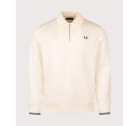 Fred Perry Mens Collared Quarter Zip Sweatshirt - Colour: 560 Ecru - Size: XL