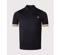 Fred Perry Mens Contrast Cuff Knitted Polo Shirt - Colour: 90A Black/Champagne - Size: Large