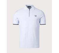 Men's Fred Perry Mens Crepe Pique Zip Neck Polo Shirt - Blue - Size: 38/Regular