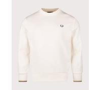 Fred Perry Mens Crew Neck Sweatshirt - Colour: 46A Ecru/Tennis Ball Yellow/Anchor Grey - Size: Large