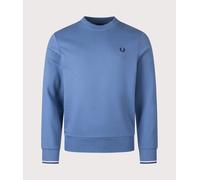 Fred Perry Mens Crew Neck Sweatshirt - Colour: 89A Ace Blue/Snow White/Tennis Blue - Size: Medium