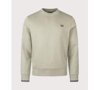 Fred Perry Mens Crew Neck Sweatshirt - Colour: S23 Seagrass/Black - Size: Medium
