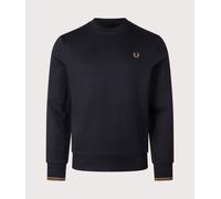 Fred Perry Mens Crew Neck Sweatshirt - Colour: S77 Black/Shaded Stone - Size: Large