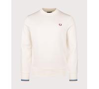 Fred Perry Mens Crew Neck Sweatshirt - Colour: Z46 Ecru/Court Blue/Oxblood - Size: XL