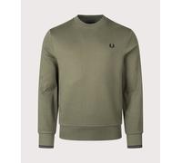 Fred Perry Mens Crew Neck Sweatshirt - Colour: Z50 Laurel Wreath Green/Black - Size: Large