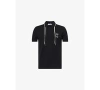 Fred Perry Mens Fred Perry x Craig Green Drawstring-Collar Cotton Polo T-Shirt Black S