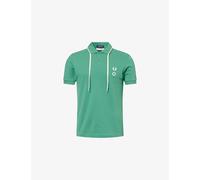 Fred Perry Mens Fred Perry x Craig Green Drawstring-Collar Cotton Polo T-Shirt Craig Fir XL