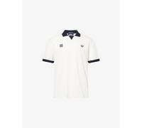 Fred Perry Mens Fred Perry x Meyba Monogram-Print Cotton Polo Shirt Ecru L