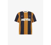 Fred Perry Mens Fred Perry x Meyba Striped Cotton T-Shirt Dark Caramel 2XL