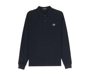 Fred Perry Mens Fredperry Fp Ls Plain Polo Shirt - Blue Cotton - Size Large