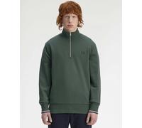 Fred Perry Mens Quarter Zip Sweatshirt - Colour: 53A Court Green/Snow White/Navy - Size: Large
