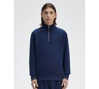 Fred Perry Mens Half Zip Sweatshirt in Dark Blue Cotton - Size 2XL