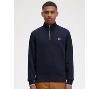 Fred Perry Mens Half Zip Sweatshirt in Dark Blue Cotton - Size Large