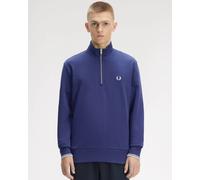 Fred Perry Mens Half Zip Sweatshirt in Dark Blue Cotton - Size X-Large