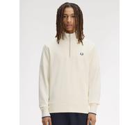 Fred Perry Mens Half Zip Sweatshirt in Ivory Cotton - Size Large