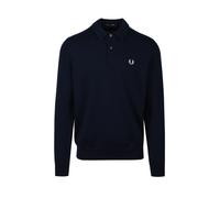 Fred Perry Mens Knitted Long Sleeve Shirt Navy Wool - Size Medium