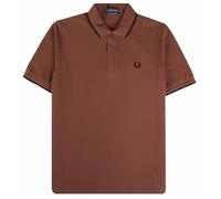 Fred Perry Mens Lime Green Twin Tipped Collar Maroon Polo Shirt - Brown Cotton - Size Large