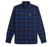 Fred Perry Mens Long Sleeve Navy Blue Tartan Shirt Cotton - Size Small