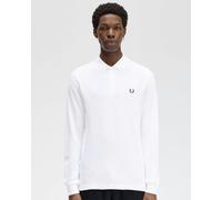 Men's Fred Perry Mens Long Sleeve Plain Signature Polo Shirt NOS - White - Size: 38/Regular