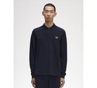 Fred Perry Mens Long Sleeve Plain Signature Polo Shirt - White - Size Large