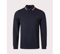 Fred Perry Mens Long Sleeve Twin Tipped Polo Shirt - Colour: T55 Navy/Snow White/Burnt Red - Size: XL XL