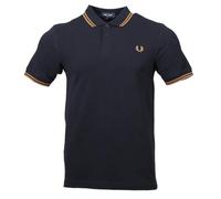 Fred Perry Mens M3600 Plain Polo Shirt 100% Cotton in Gunmetal Grey Tipped with Black and Gold Size Small
