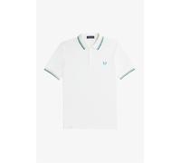 Fred Perry Mens Men’s Twin Tipped Polo Shirt in Snow White/Warm Grey/Ocean Cotton - Size Large