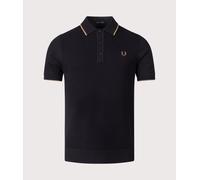 Short Sleeve Pique Stitch Knitted Polo Shirt Black, Medium