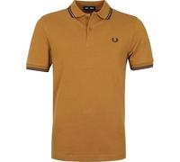 Fred Perry Mens Plain Polo Shirt M3600 100% Cotton in Dark Caramel Tipped with Black Size Large