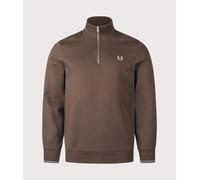 Fred Perry Mens Quarter Zip Sweatshirt - Colour: 49A Burnt Tobacco/Stockport Blue - Size: Medium