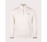 Fred Perry Mens Quarter Zip Sweatshirt - Colour: W50 Porridge Marl/Anchor Grey - Size: Medium Medium