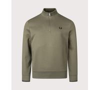 Fred Perry Mens Quarter Zip Sweatshirt - Colour: Z50 Laurel Wreath Green/Black - Size: Medium