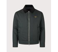 Fred Perry Mens Regular Fit Cotton Caban Jacket - Colour: Q20 Night Green - Size: Medium