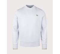 Fred Perry Mens Regular Fit Crew Neck Sweatshirt - Colour: 80B Dusky Blue/Ecru/Laurel Wreath Green - Size: Large