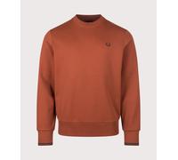 Fred Perry Mens Regular Fit Crew Neck Sweatshirt - Colour: 81C Brandy/Night Green/Night Green - Size: Medium
