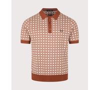 Fred Perry Mens Regular Fit Floral Jacquard Polo Shirt - Colour: 28C Brandy - Size: XXL