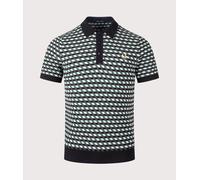Fred Perry Mens Regular Fit Geometric Knitted Polo Shirt - Colour: R30 Light Ice - Size: Medium