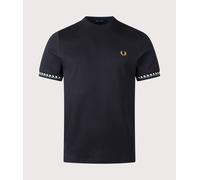 Fred Perry Mens Regular Fit Jacquard Cuff T-Shirt - Colour: 102 Black - Size: Medium